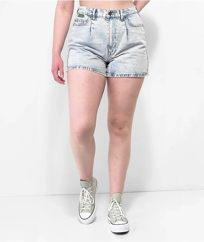 Empyre Tori Blue Pleated Denim Skate Shorts