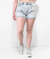 Empyre Tori Blue Pleated Denim Skate Shorts