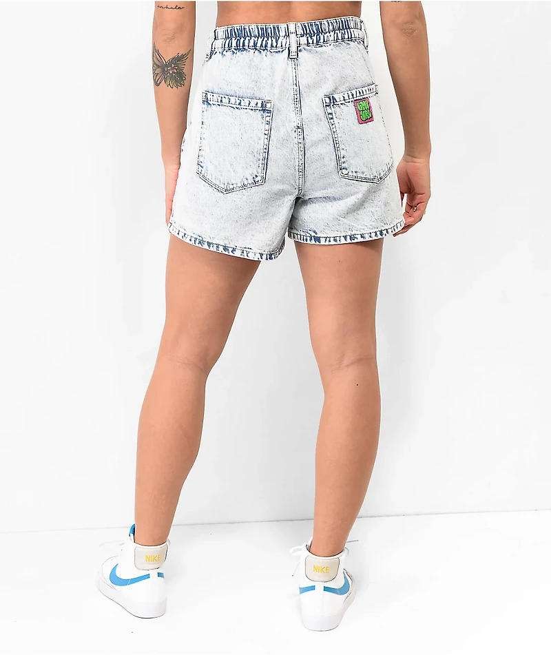 Empyre Tori Blue Pleated Denim Skate Shorts