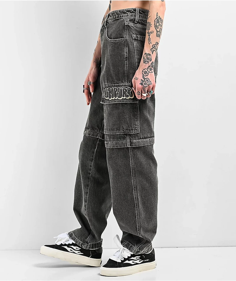 Empyre Tori Charcoal Wash Zip Off Cargo Skate Jeans