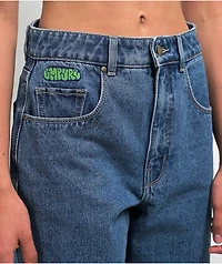 Empyre Tori Dragon Embroidery Blue Denim Skate Jeans