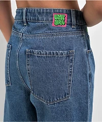 Empyre Tori Dragon Embroidery Blue Denim Skate Jeans