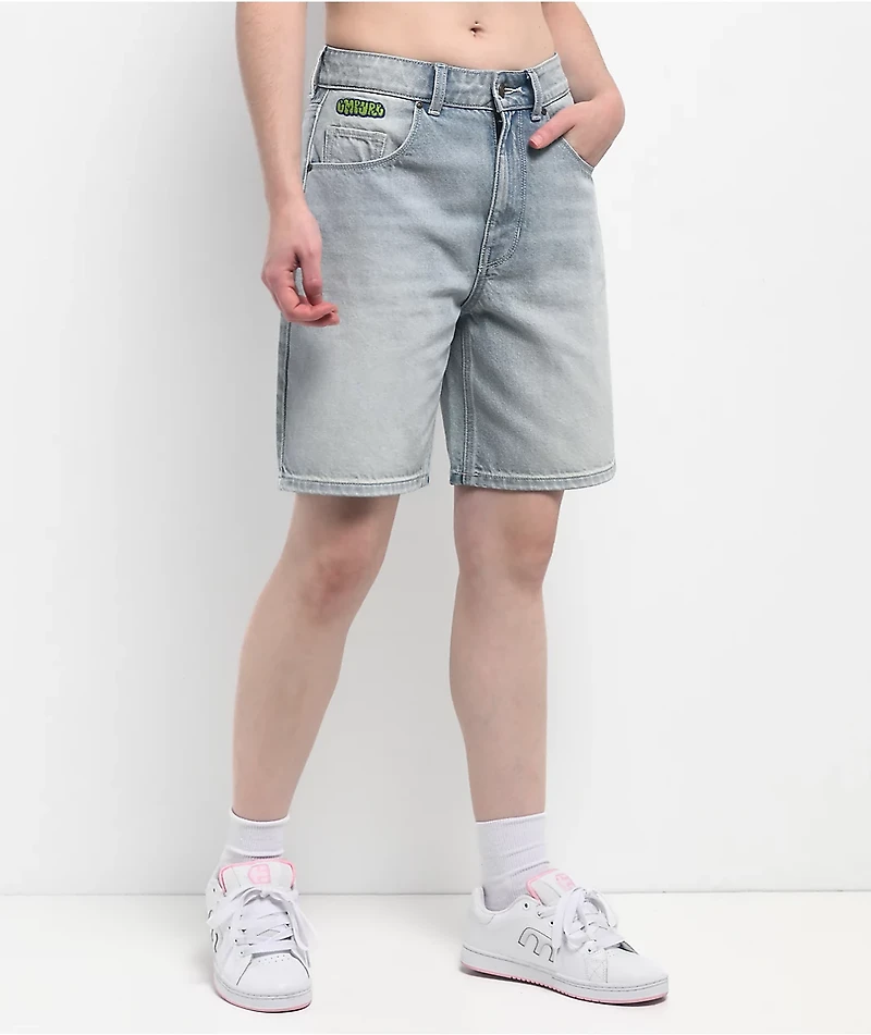 Empyre Tori Glacier Blue Wash Loose Fit Denim Skate Shorts