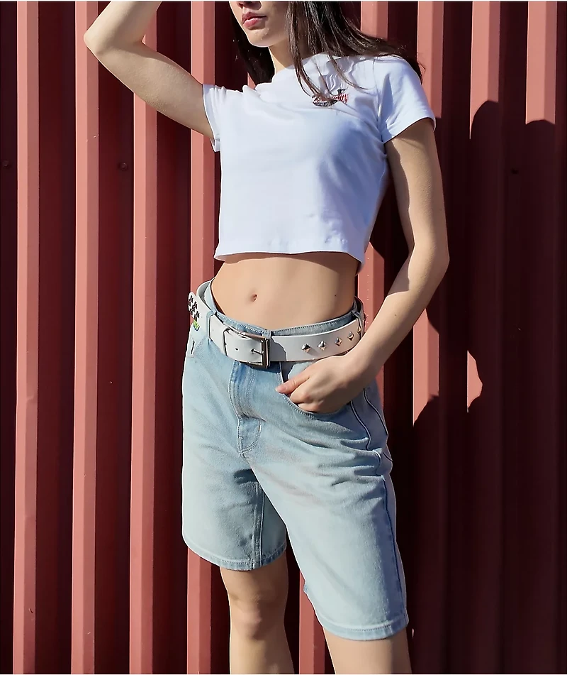 Empyre Tori Glacier Blue Wash Loose Fit Denim Skate Shorts