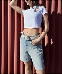 Empyre Tori Glacier Blue Wash Loose Fit Denim Skate Shorts