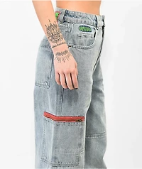Empyre Tori Light Blue Wash Zippered Cargo Skate Jeans