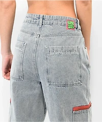 Empyre Tori Light Blue Wash Zippered Cargo Skate Jeans