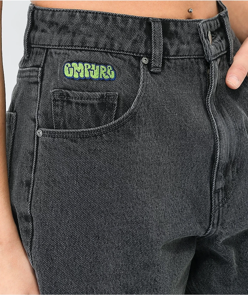 Empyre Tori Loose Fit Black Wash Denim Skate Shorts
