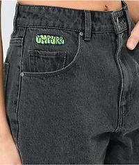 Empyre Tori Loose Fit Black Wash Denim Skate Shorts