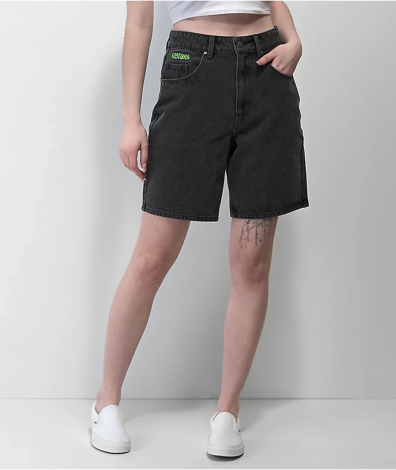 Empyre Tori Loose Fit Black Wash Denim Skate Shorts
