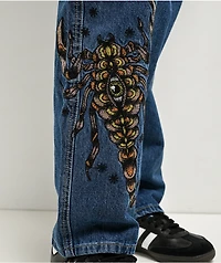 Empyre Tori Scorpion Embroidery Blue Skate Jeans
