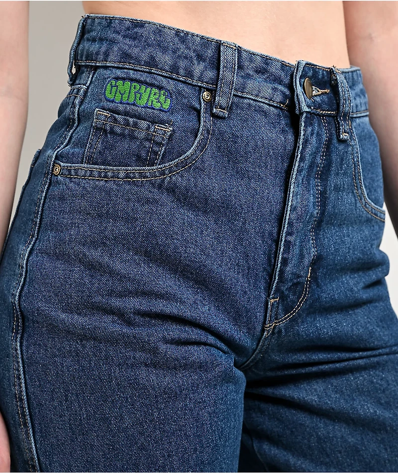 Empyre Tori Scorpion Embroidery Blue Skate Jeans