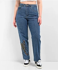 Empyre Tori Scorpion Embroidery Blue Skate Jeans
