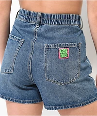 Empyre Tori Sk8 Pleated Blue Denim Skate Shorts