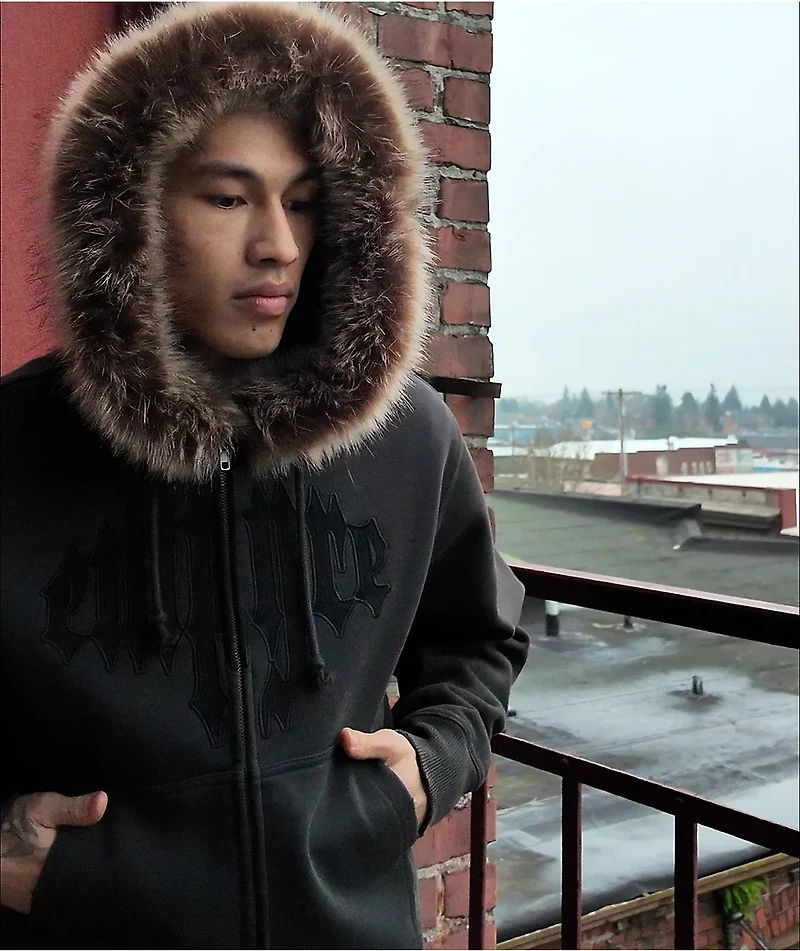 Empyre Transplant Faux Fur Black Zip Hoodie