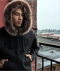 Empyre Transplant Faux Fur Black Zip Hoodie