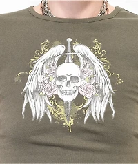 Empyre Trish Skull Grape Leaf Crop T-Shirt