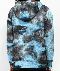 Empyre Tyen Blue & Black Tie Dye Sherpa Fleece Hoodie