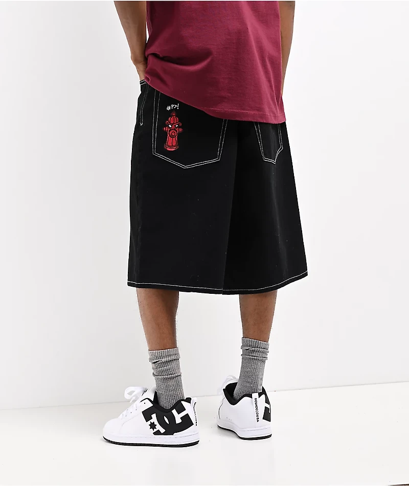 Empyre Ultra Loose Black Denim Skate Shorts