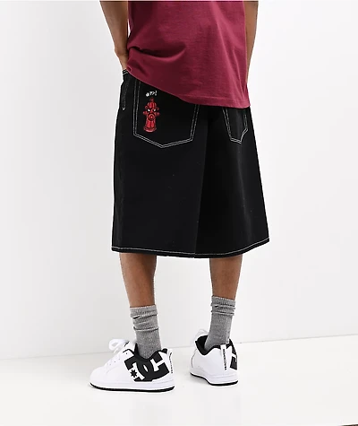 Empyre Ultra Loose Black Denim Skate Shorts