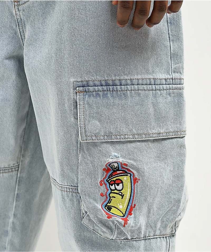 Empyre Ultra Loose Embroidered Can Denim Cargo Pants
