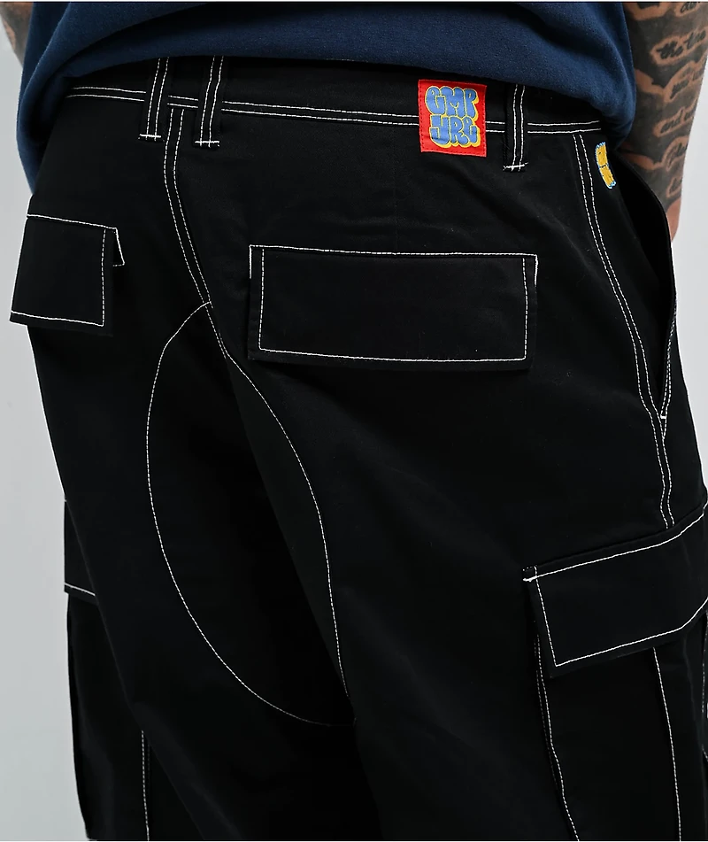 Empyre Ultra Loose Embroidered Cell Phone Black Cargo Pants
