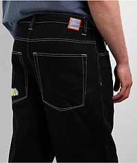 Empyre Ultra Loose Fit Embroidered Black Skate Jeans