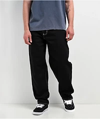 Empyre Ultra Loose Fit Embroidered Black Skate Jeans
