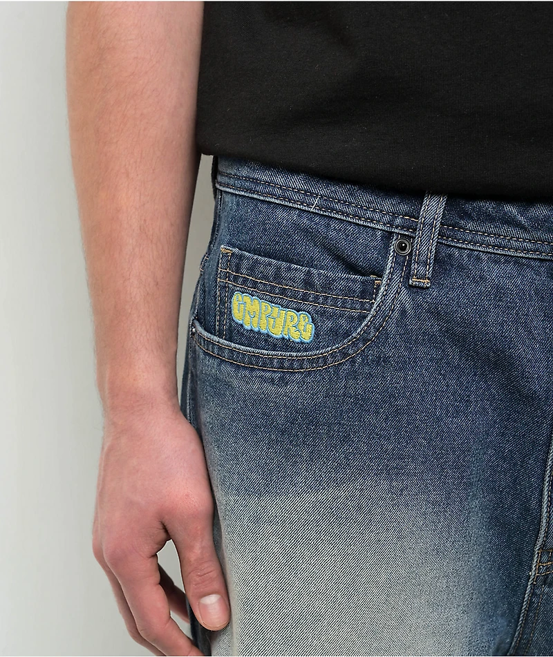 Empyre Ultra Loose Medium Blue Wash Denim Skate Shorts