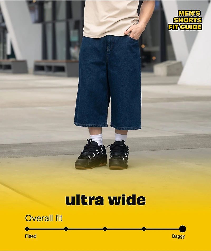 Empyre Ultra Wide Dark Blue Skate Jean Shorts