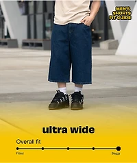 Empyre Ultra Wide Dark Blue Skate Jean Shorts