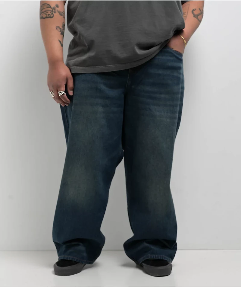 Empyre Ultra Wide Leg Bronco Wash Skate Jeans
