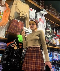 Empyre Vanessa Red & Burgundy Plaid Mini Skirt