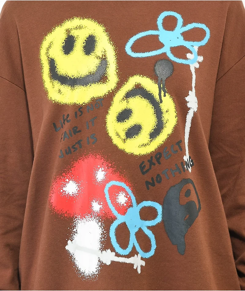 Empyre Velma Allover Print Brown Long Sleeve T-Shirt