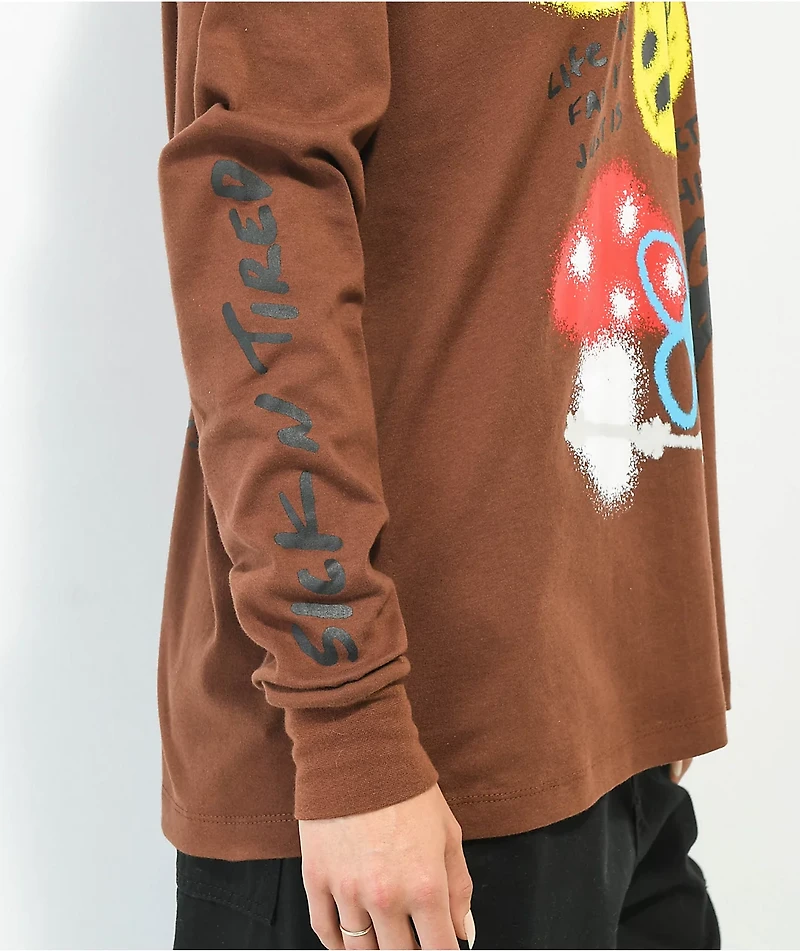 Empyre Velma Allover Print Brown Long Sleeve T-Shirt
