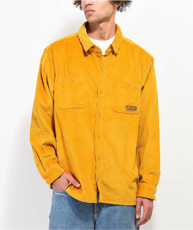 Empyre Wale Gold Corduroy Long Sleeve Button Up Shirt