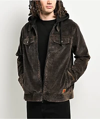 Empyre Warrant Black Wash Corduroy Hooded Work Jacket