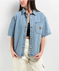 Empyre Wesley Light Blue Button Up Short Sleeve Denim Shirt