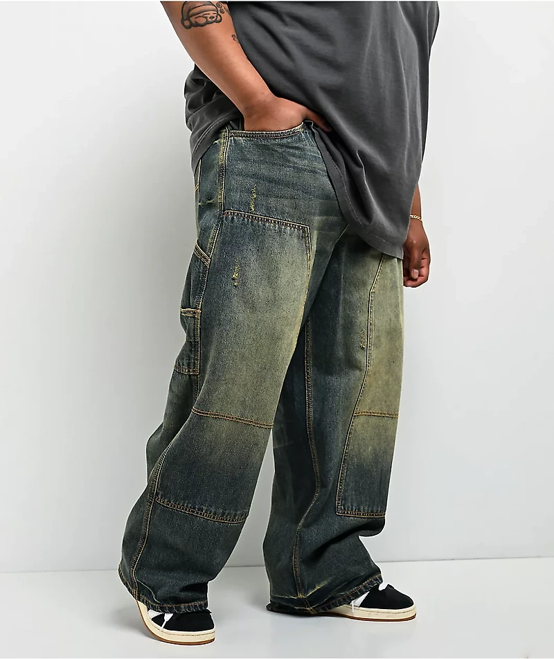 Empyre Work Ultra Wide Dirty Wash Blue Skate Jeans
