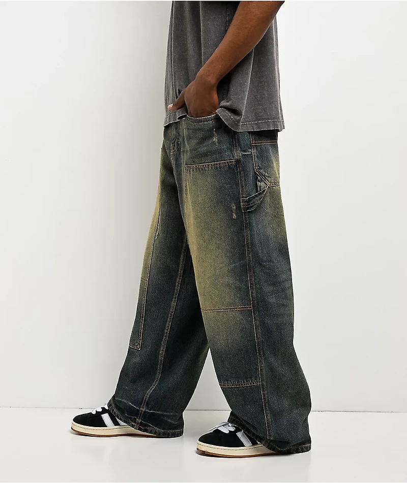 Empyre Work Ultra Wide Dirty Wash Blue Skate Jeans