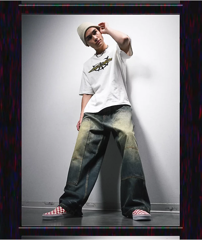 Empyre Work Ultra Wide Dirty Wash Blue Skate Jeans