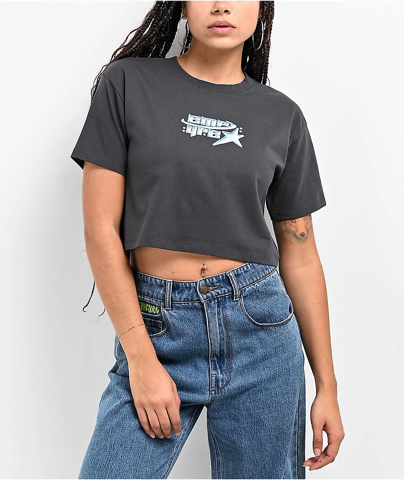 Empyre Y2K Star Grey Crop T-Shirt