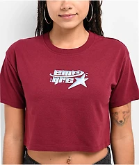 Empyre Y2K Star Maroon Crop T-Shirt