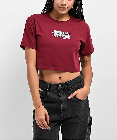 Empyre Y2K Star Maroon Crop T-Shirt