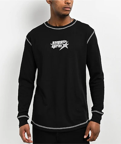 Empyre Y2K Star Thermal Black Long Sleeve T-Shirt