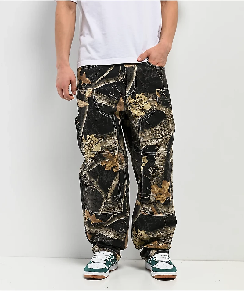 Empyre x Realtree Double Knee Black Camo Canvas Loose Fit Skate Pants