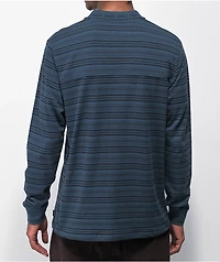 Enjoi Quimby Blue & Black Striped Long Sleeve Polo Shirt