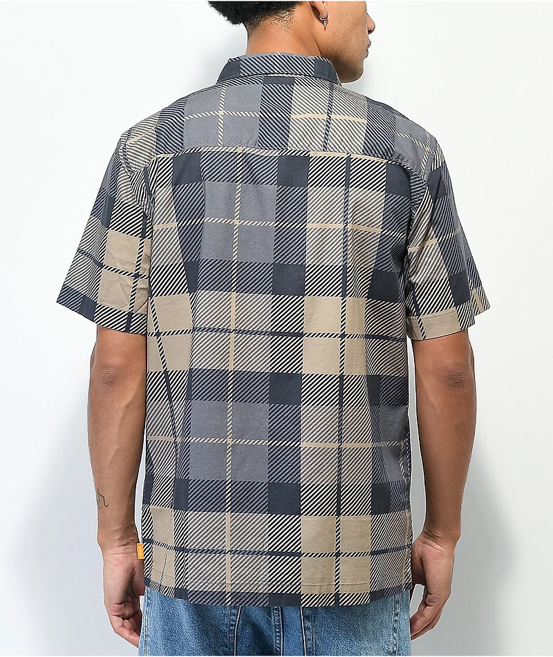 Enjoi Rad Brown & Grey Short Sleeve Button Up Shirt