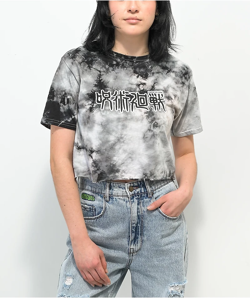 Episode x Jujutsu Kaisen Yuji & Megumi Black Tie Dye Crop T-Shirt