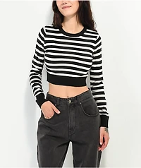 Ethos Black & White Stripe Crop Sweater